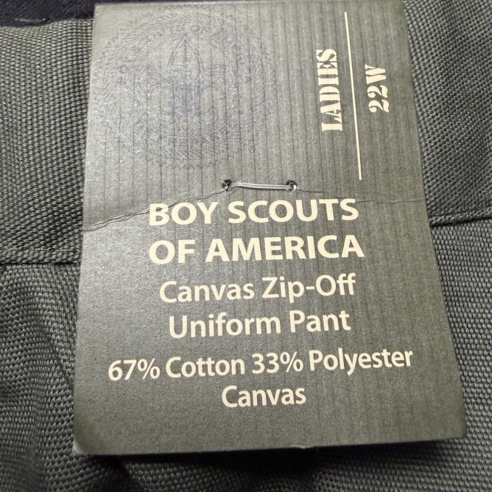 NEW  Boy Scouts of America women size 22W green canvas convertible uniform pants